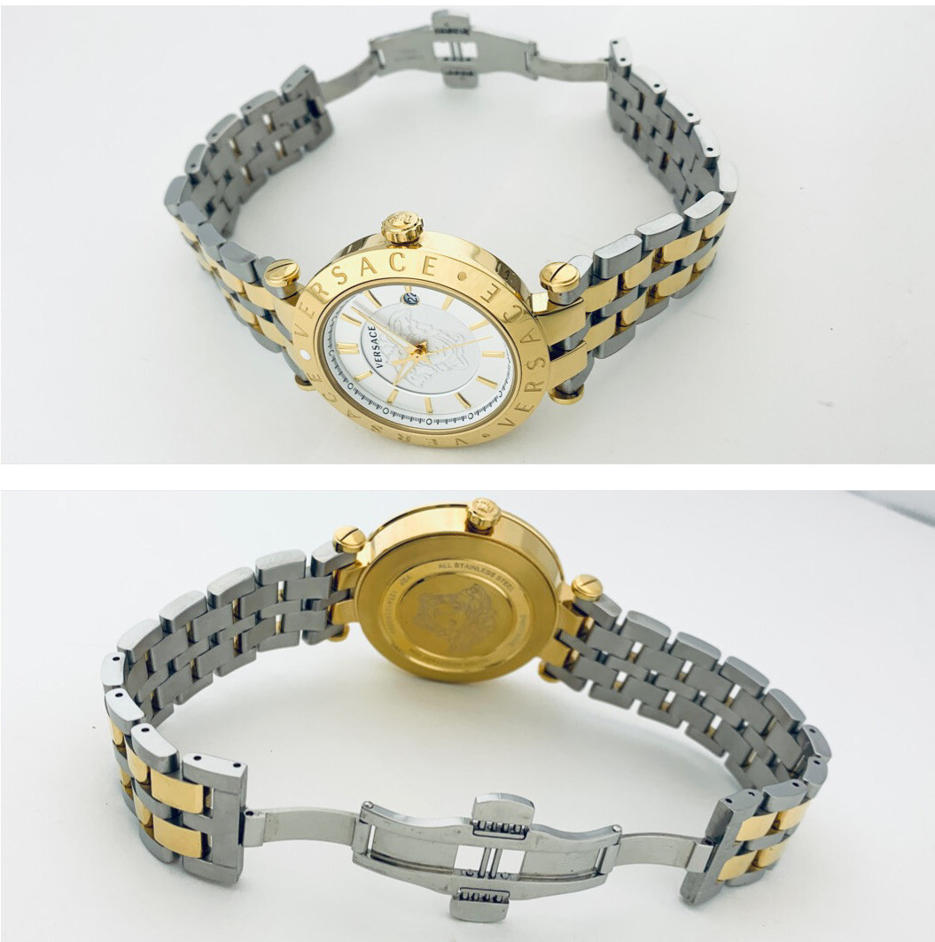 Versace VQP080015 V-Race 42mm Two-Tone Bicolour IP 2N + Silver Bracelet Watch