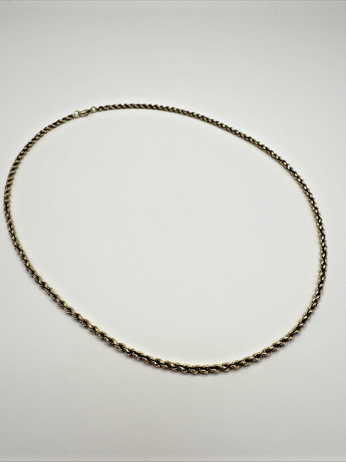 46.5cm 10.3g Vintage Hallmarked 9ct Rope Twist Chain Solid Gold Necklace 375 9K