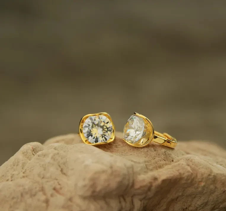 2Ct Moissanite Dangle Hoop Earrings VVS1-D Excellent Cut 14K Yellow Gold Plated