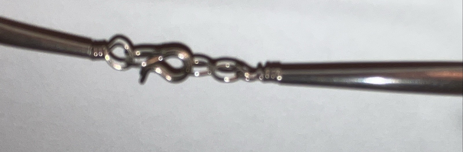 Liquid Sterling Silver 20 Strand 30” Curved Cones Cap Hook & Eye Clasp 31 Grams