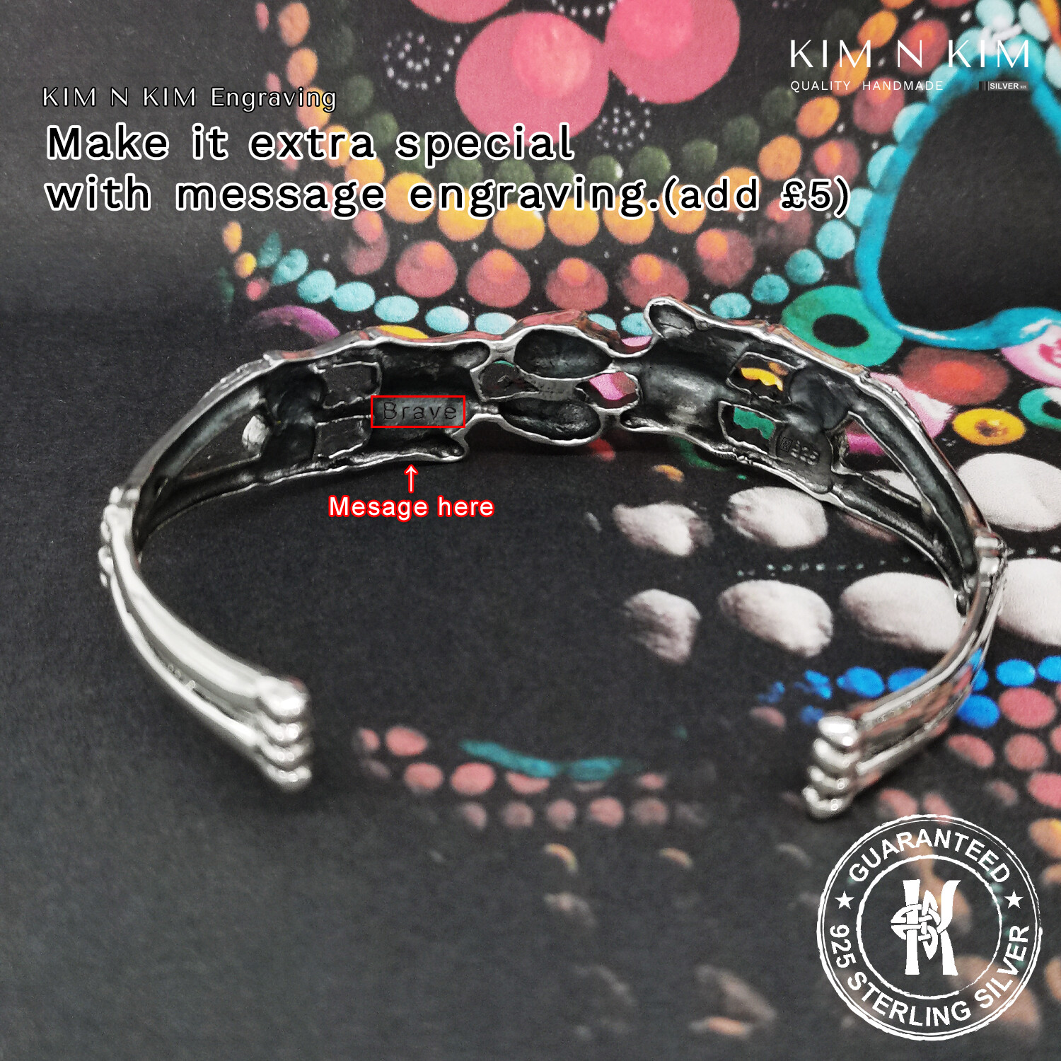 Handcraft Skeleton Bangle ✔️Gothic ✔️Engraving ✔️Solid 925 Silver ✔️Quality
