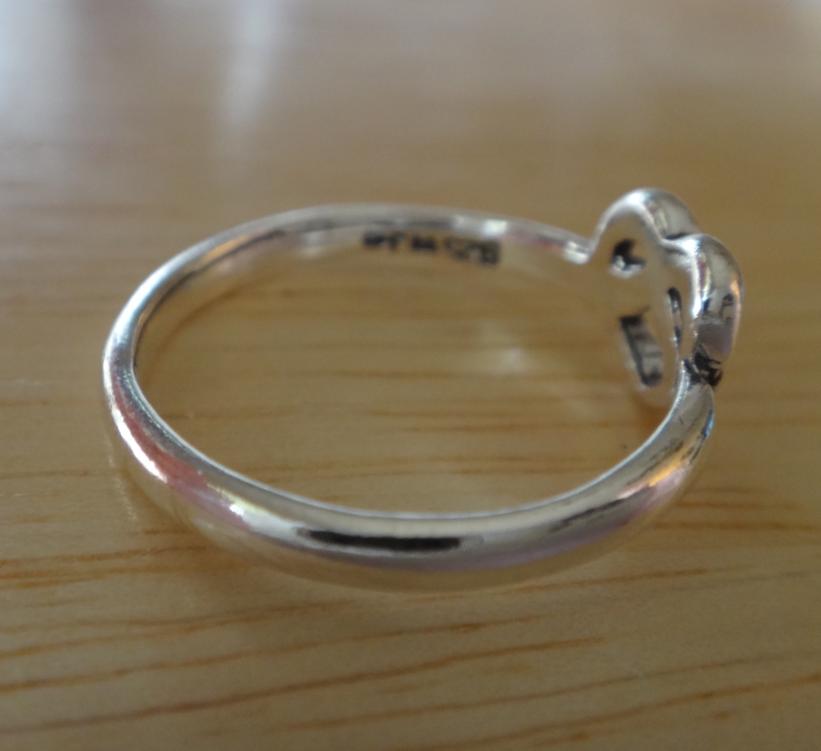 Sterling Silver Small Heart Knot ring 2mm band Ring in sizes 5 6 7 8 8.5 9 or 10