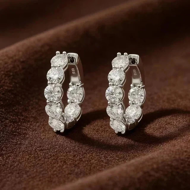 Lab Grown Diamond 14K White Gold Plated Pretty Women’s Wedding Hoop Earring