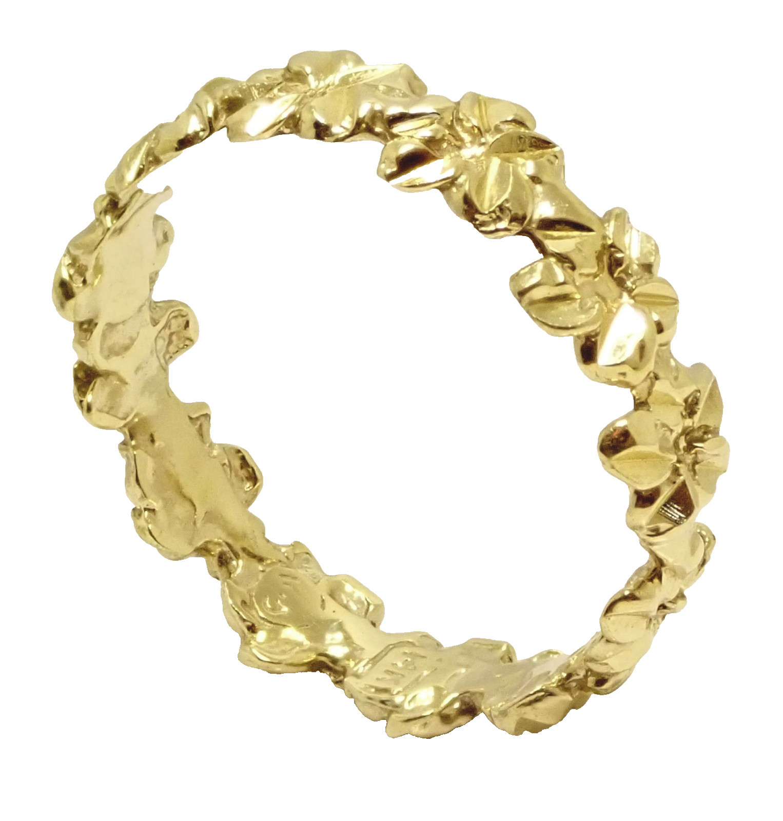 Size 5 Hawaiian Plumeria Lei Solid 14K Yellow Gold Women’s Ring 4.3 mm Handmade