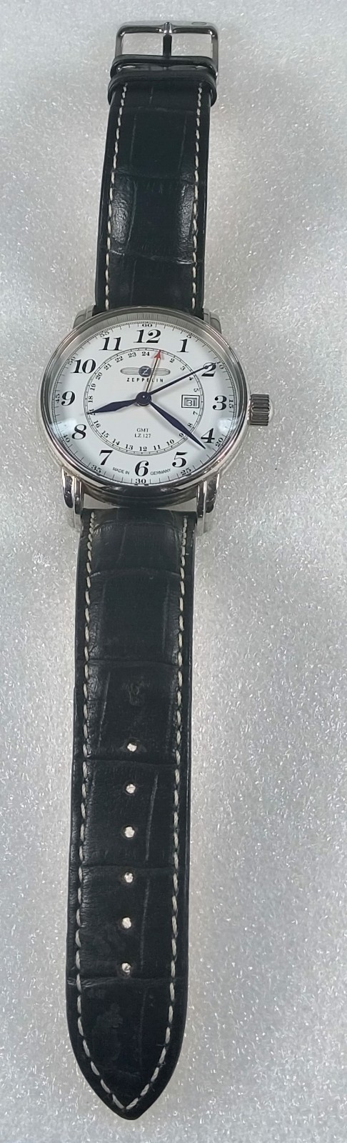 Zeppelin GRAF 42mm GMT White Dial SS Case German Quartz Men’s Watch LZ127