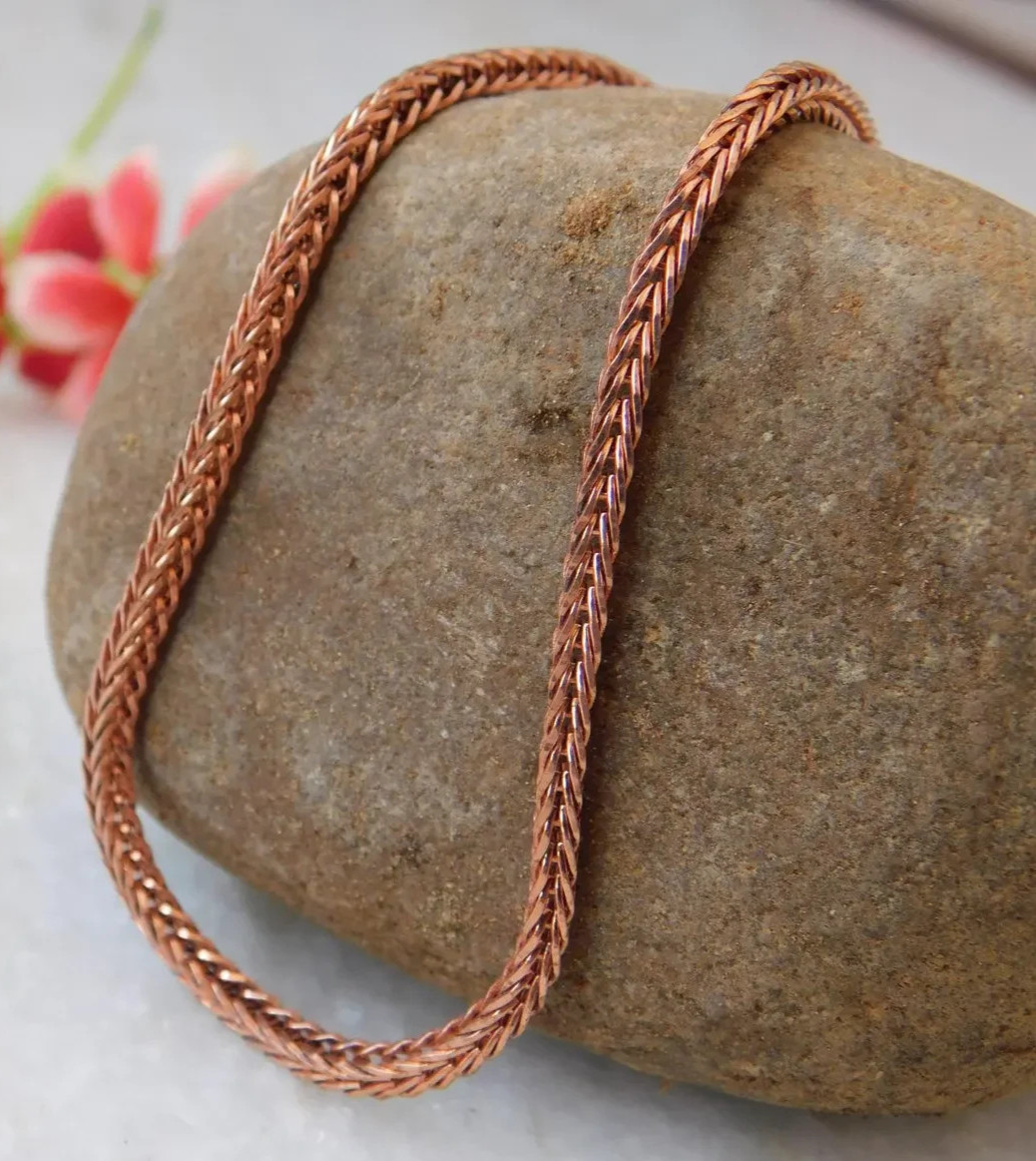 22 inch Pure Copper Flat Foxtail Chain Necklace Healing Copper Jewelry Spiritual