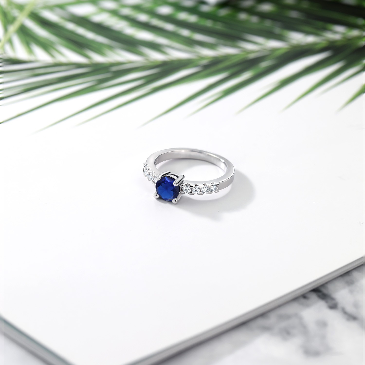 Created Sapphire Engagement Anniversary Promise Ring For Women (1.24 Cttw,