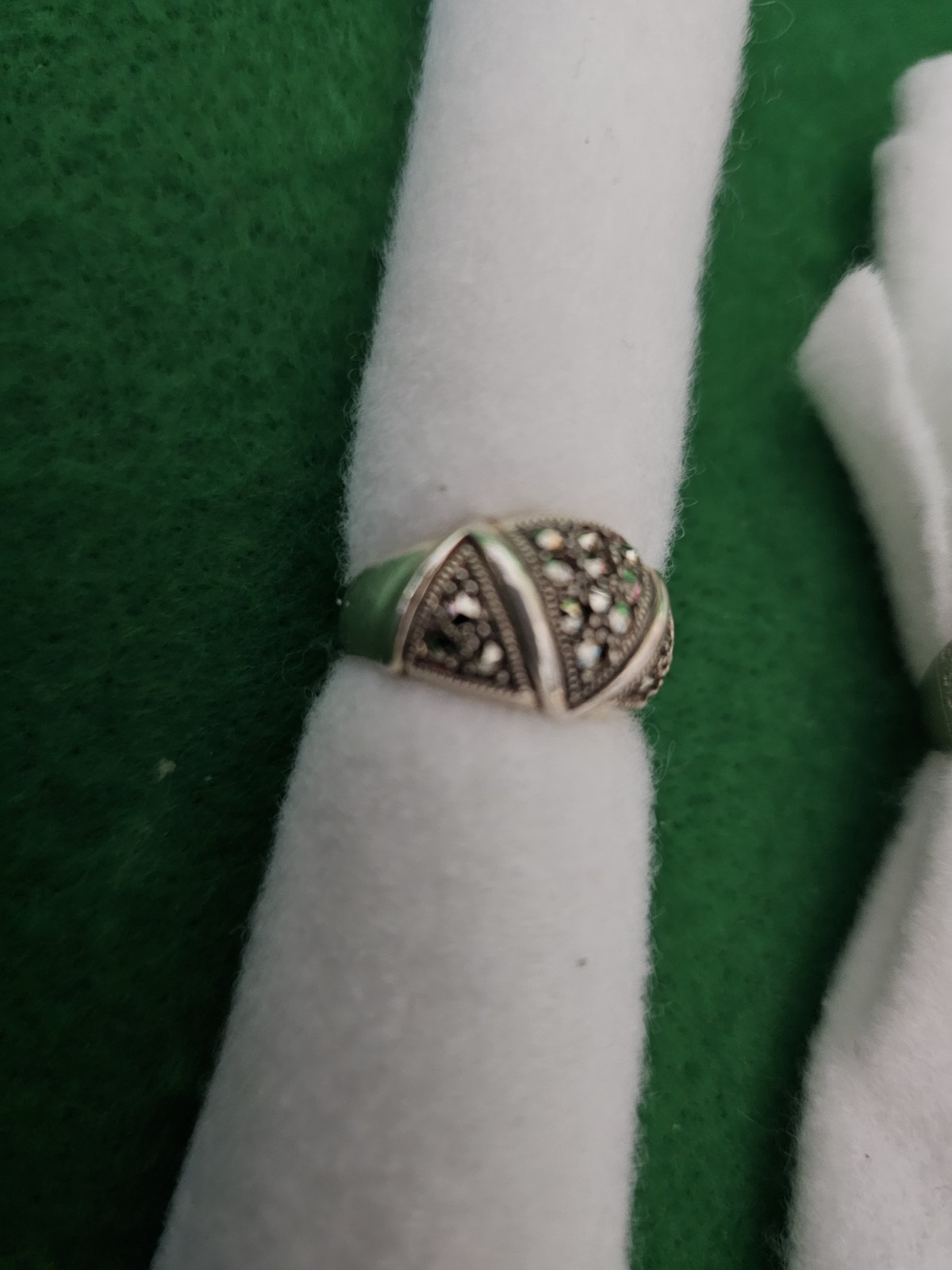 Set of 2 Marcasite rings size almost 7, 1 is dome shape, other traingle shape