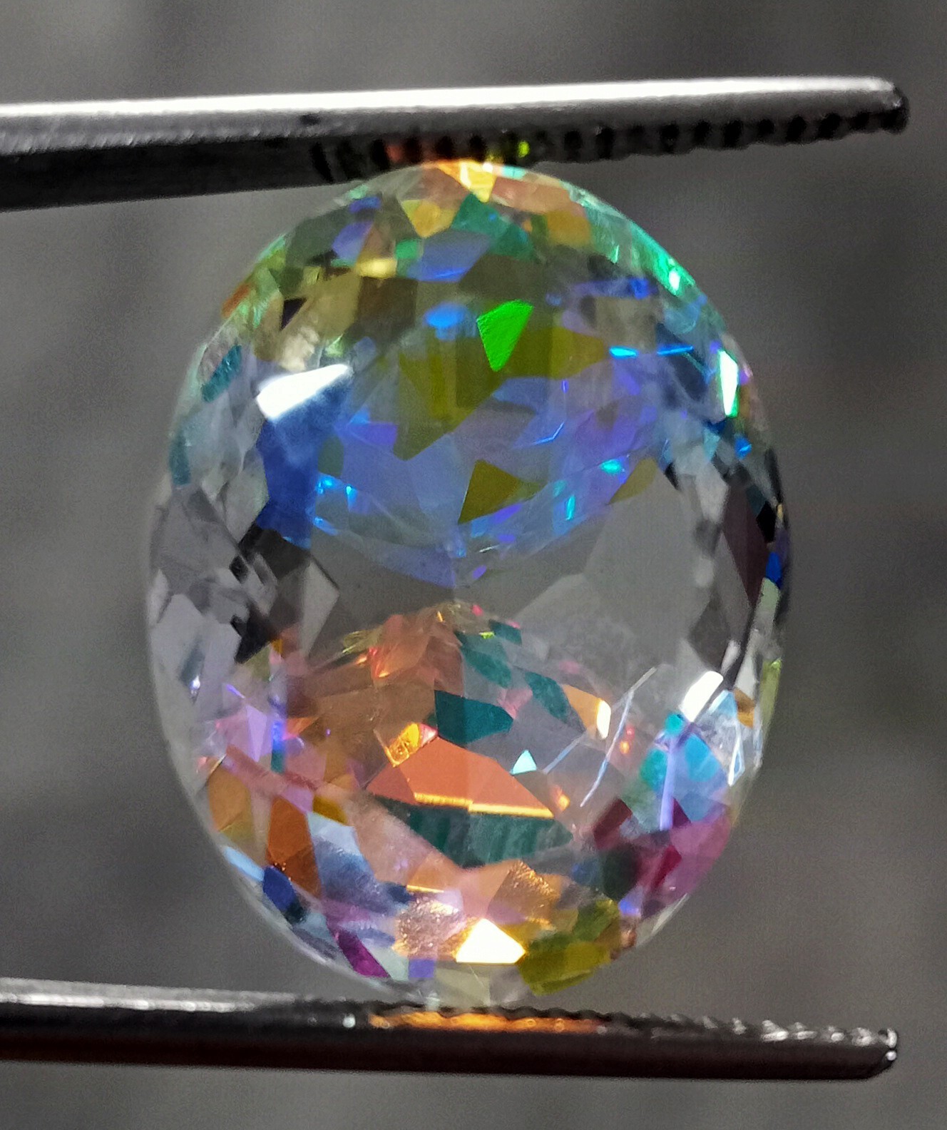 Flawless 23 Ct+ Loose Gemstone Natural Rainbow Mystic Topaz EGL Certified Oval
