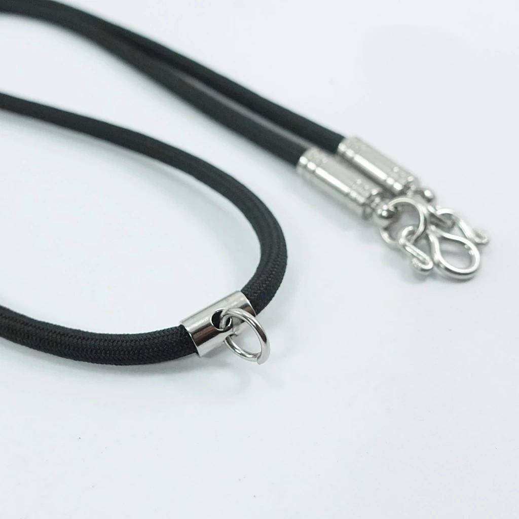 L3 Necklace Black Rope 4 mm Stainless Steel 1 – 9 Hook Thai Buddha Amulet LP
