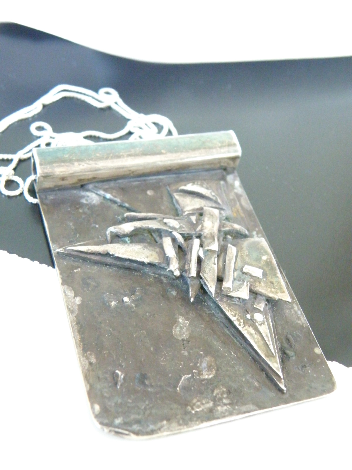 Vintage Brutalist Sterling Silver 925 Studio Huge Pendant Necklace