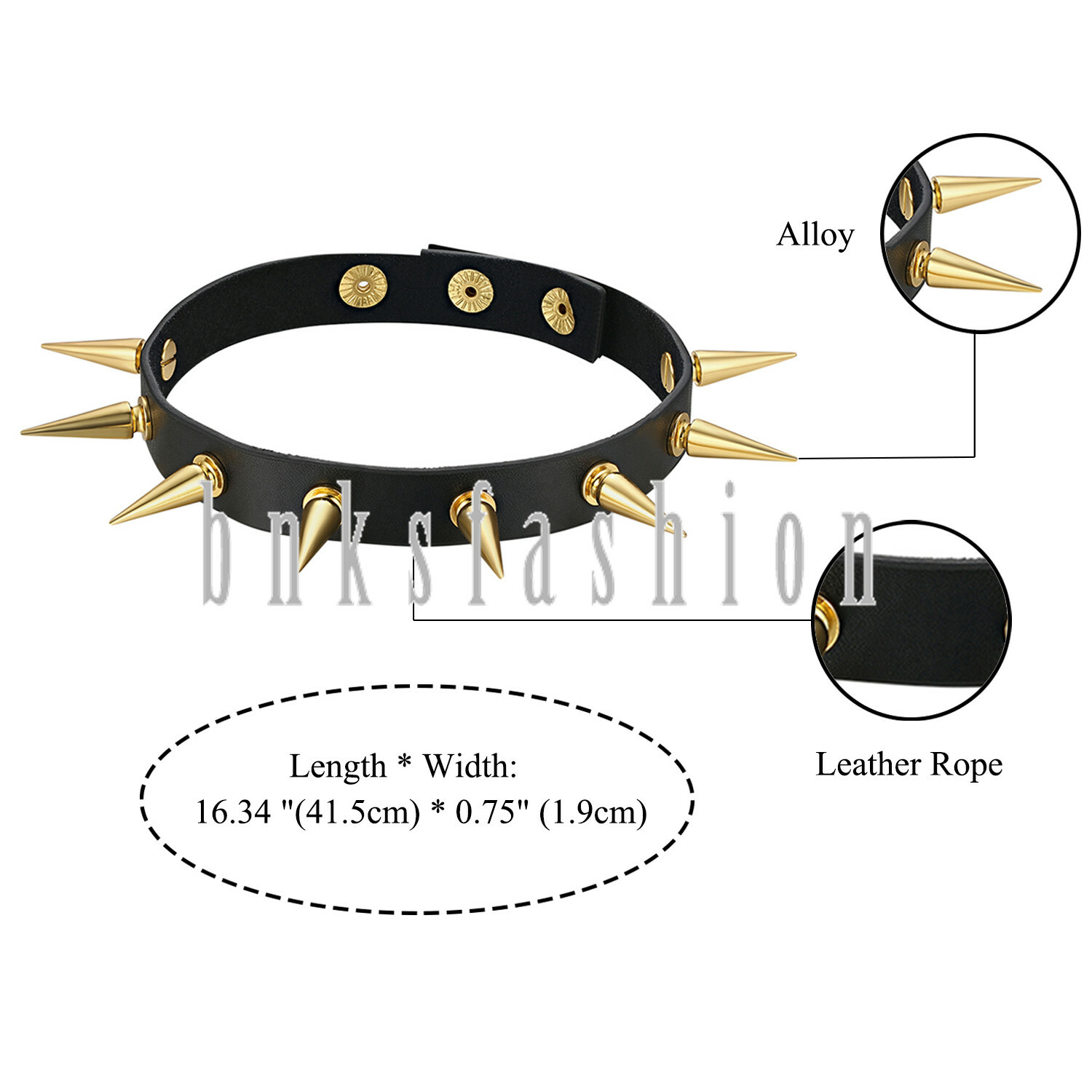 Women Men Punk Rock Gothic Spike Rivet Adjustable Leather Choker Collar Necklace