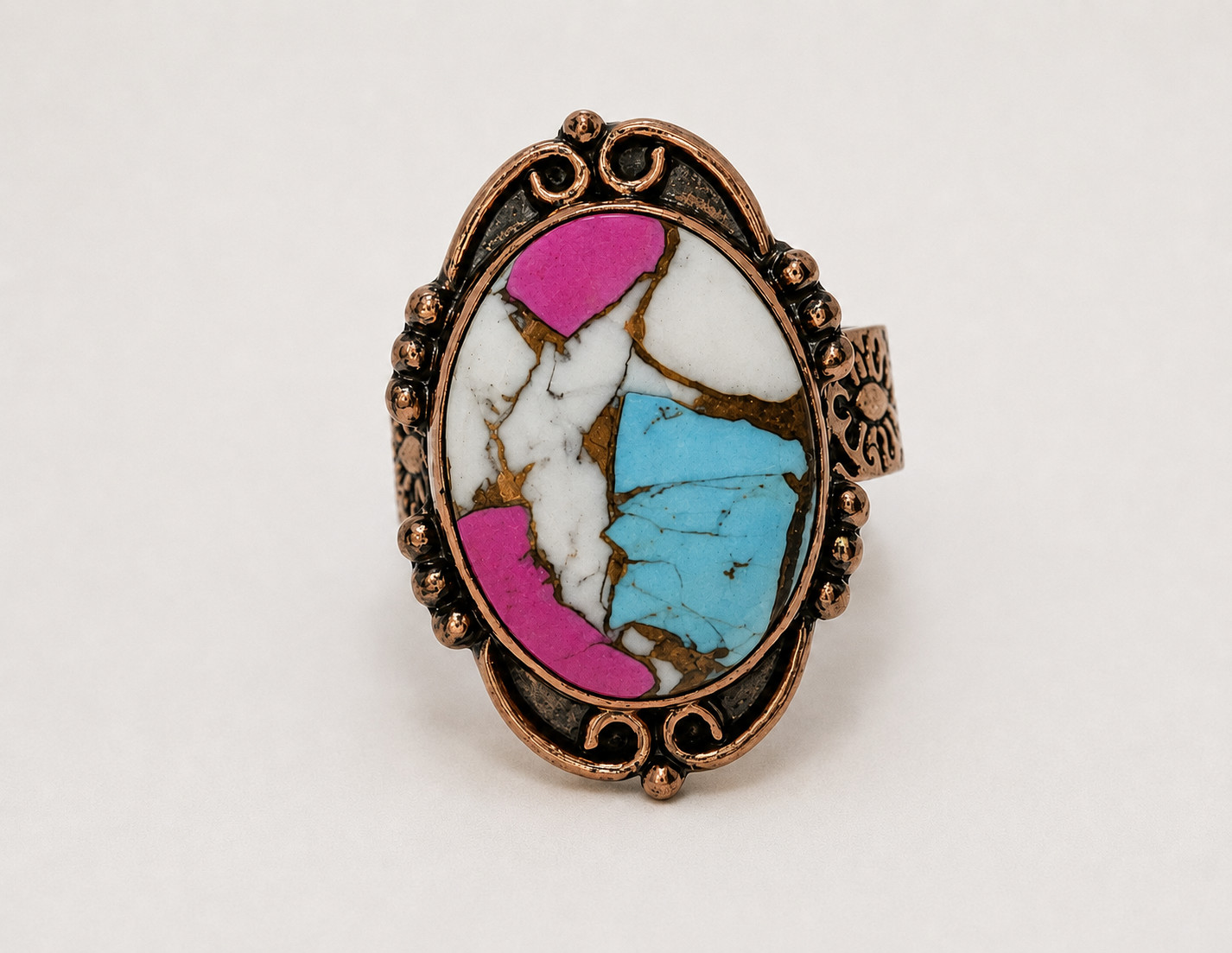 Cotton Candy Turquoise Adjustable Statement Ring