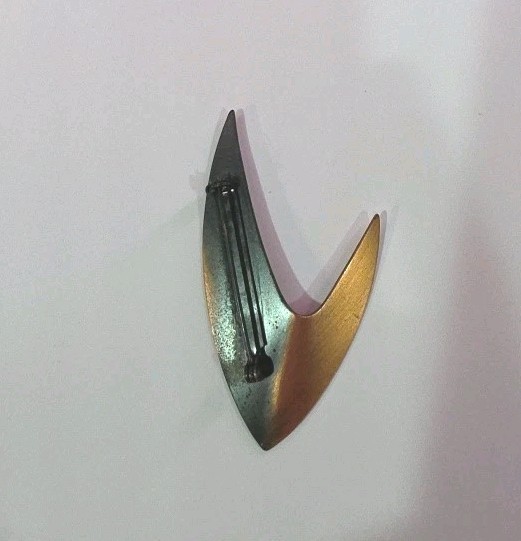 Vintage Kim Craftsman Copper Boomerang Brooch Pin 2 1/2 Inches