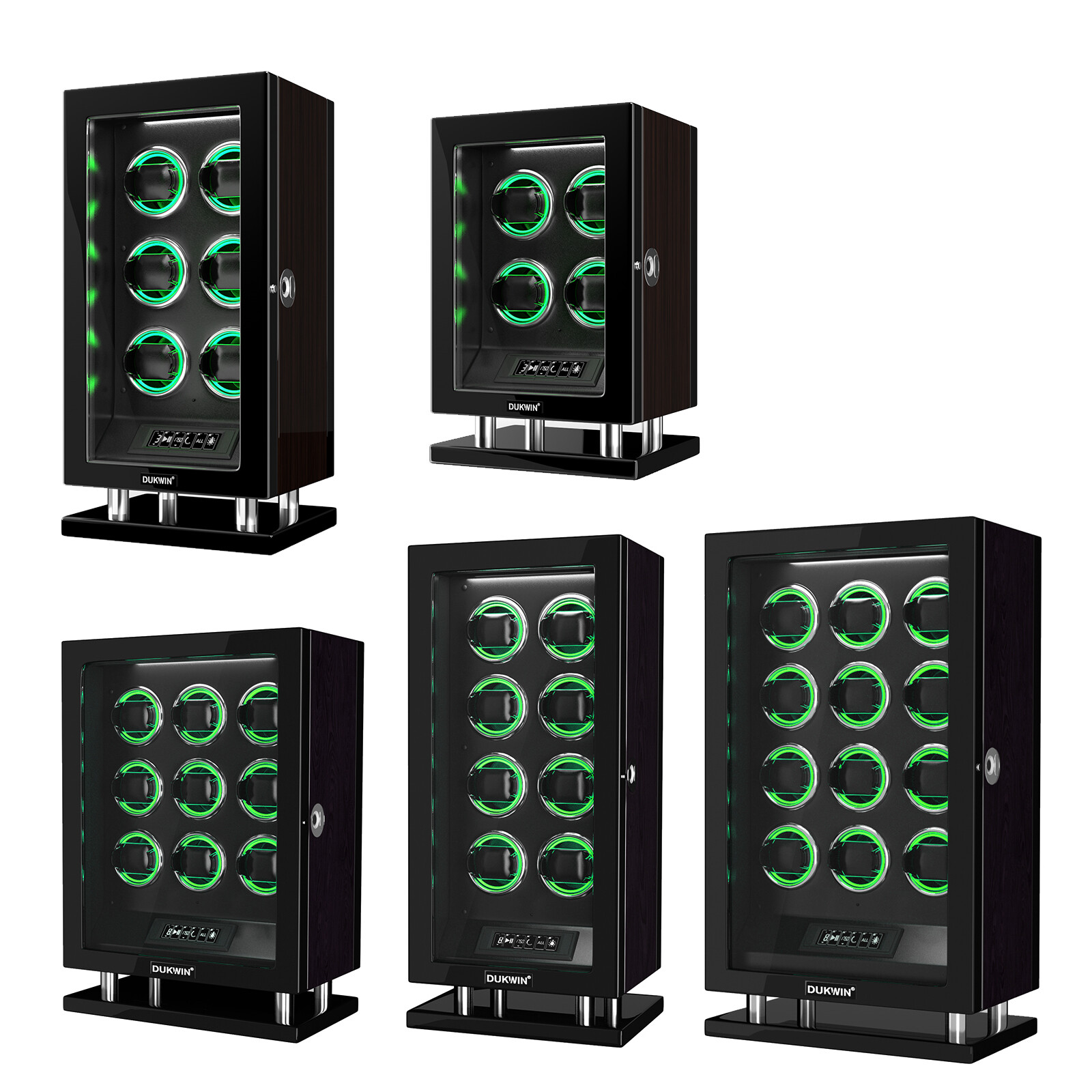 Automatic 4 6 8 9 12 Watch Winder LCD Touch Screen Display Storage Case Box RGB