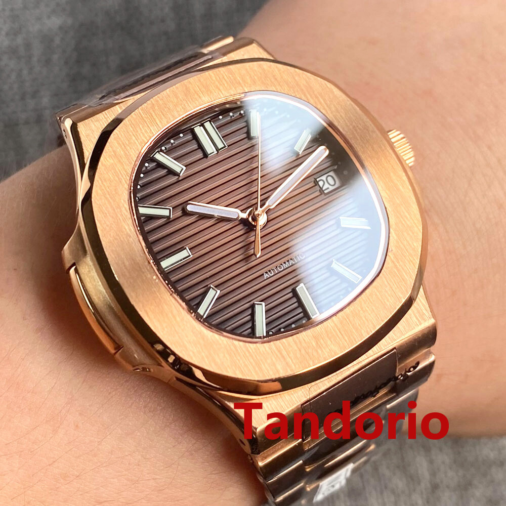 40mm Square Brown/Black Dial Rose Gold NH35 PT5000 Automatic Men’s Watch