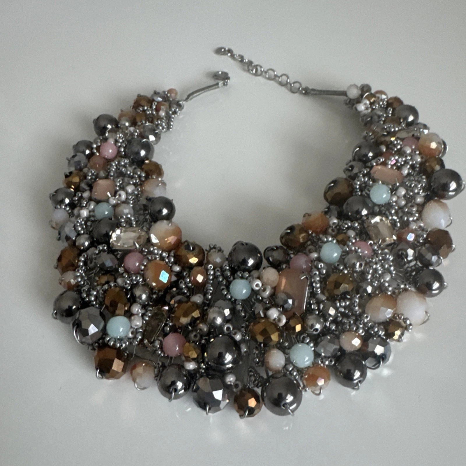 Aldo Beaded Multicolored Dramatic Statement Bib Collar Necklace