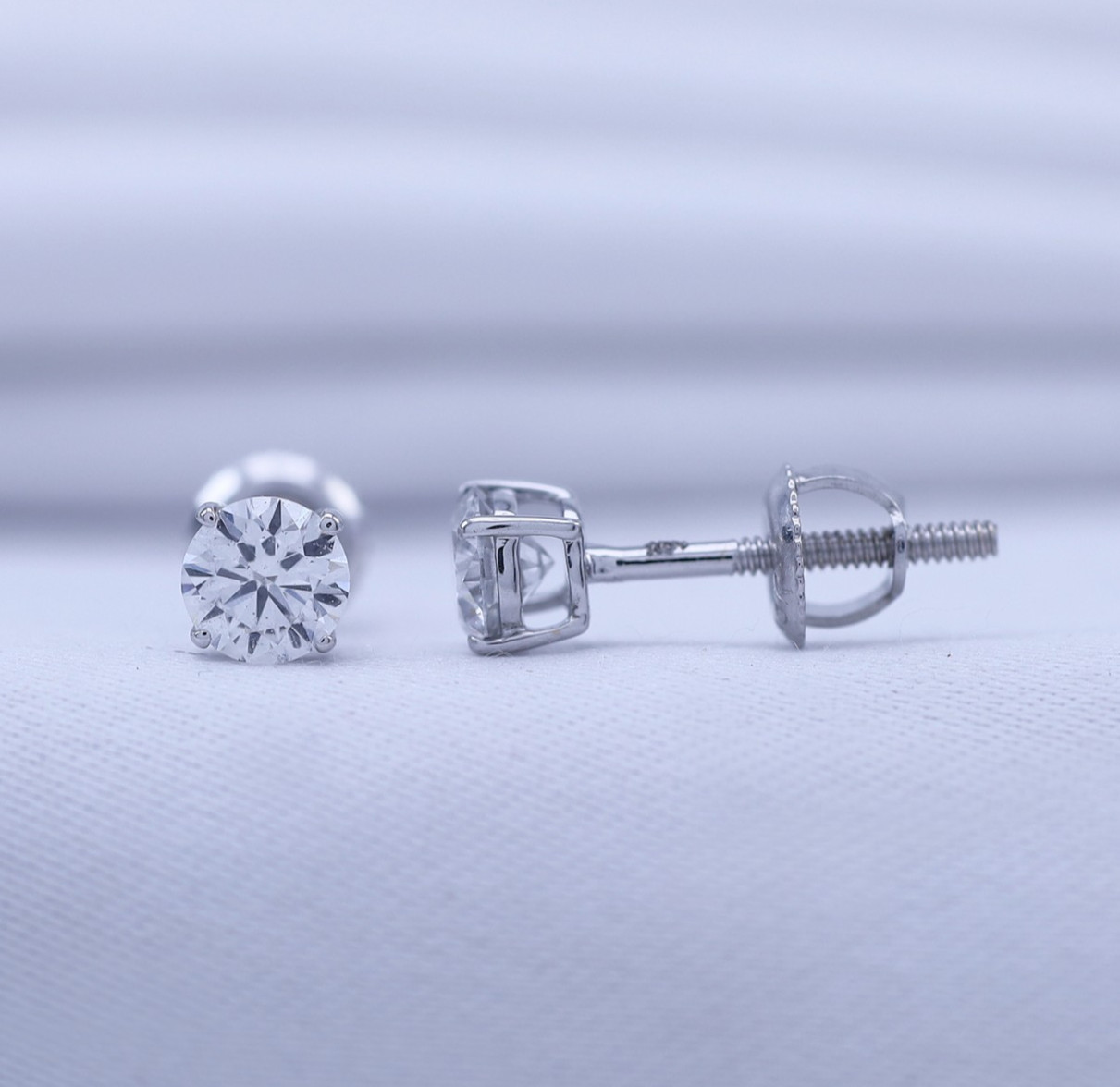 1/2 – 2.00 Ct Diamond Screw Back Studs 14k Gold Earrings Lab Grown (GH/VS2-SI1)