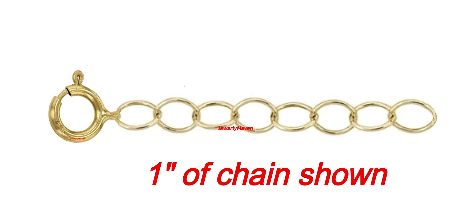 14k 3.25mm HEAVY Cable Yellow Gold 6mm Spring Ring 3.25″ Chain Extender Safety