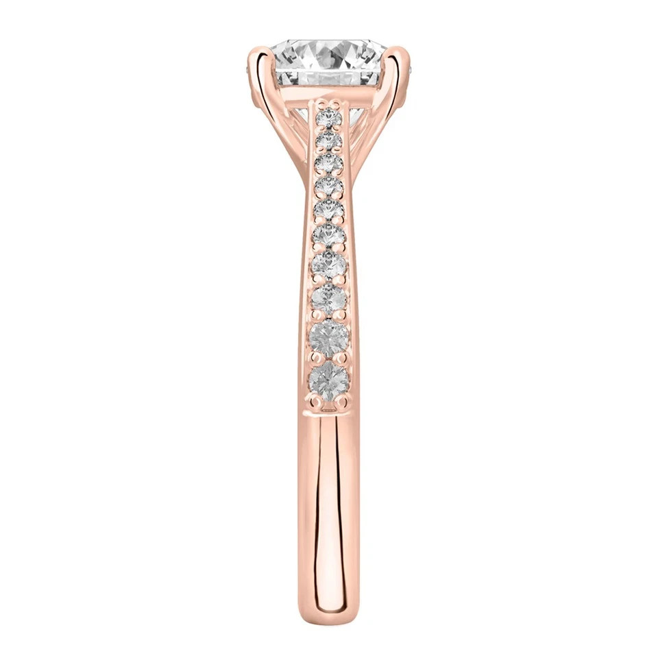 Solitaire Accent Style Lab Created Diamond Elegant Engagement 14K Gold Over Ring