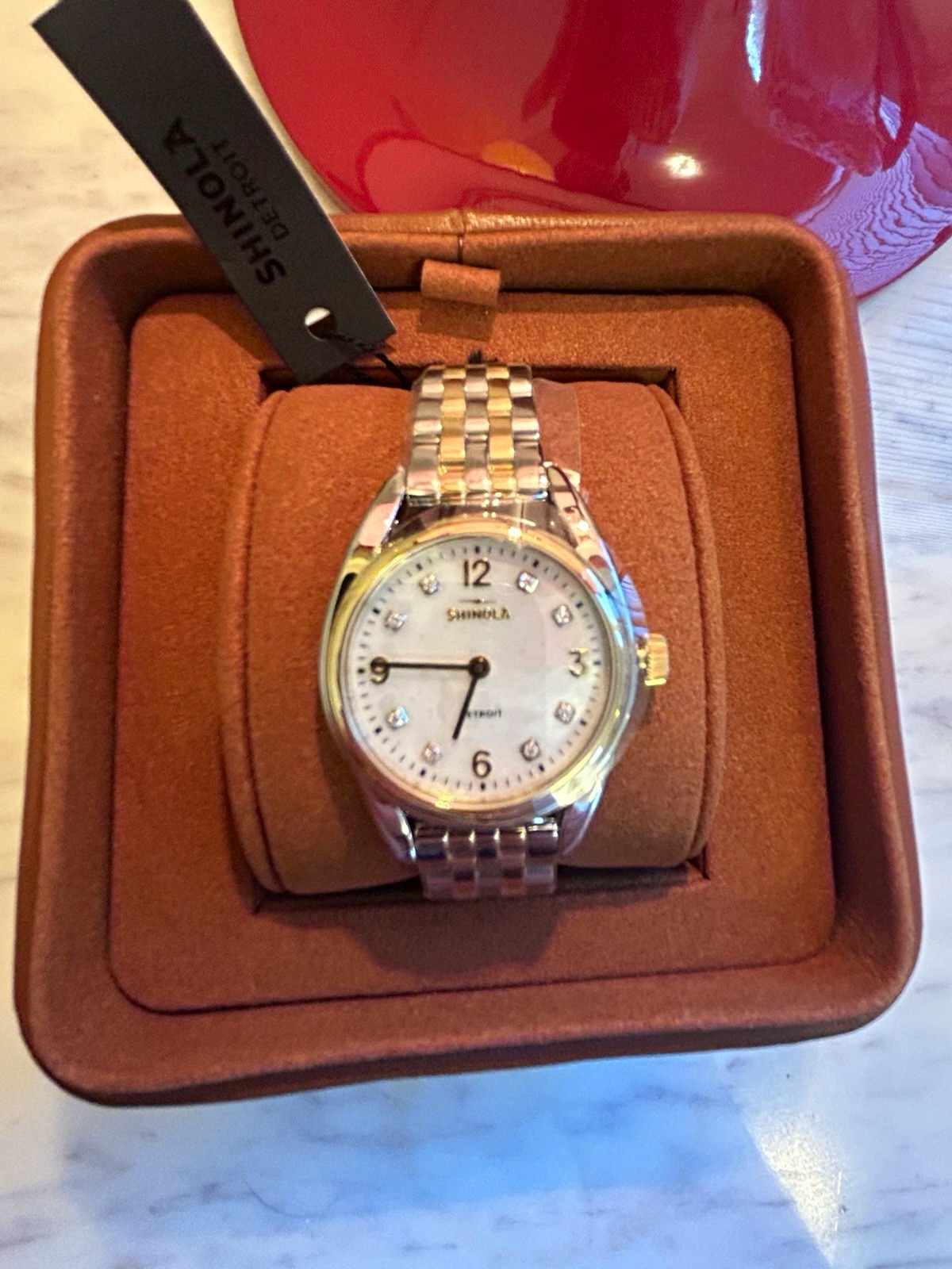 Shinola Women’s Two-Tone Stainless Bracelet Quartz Watch Diamond Dial Box