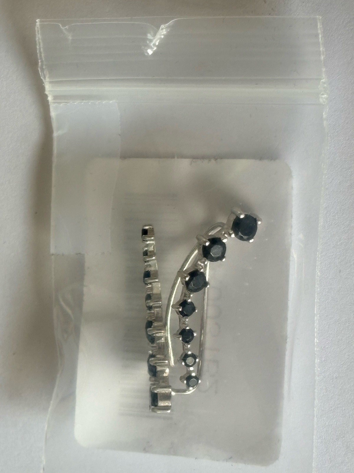 Black Diamond Climbers Cuff Wrap Cubic Zirconia 925 Sterling Silver Fashion S…