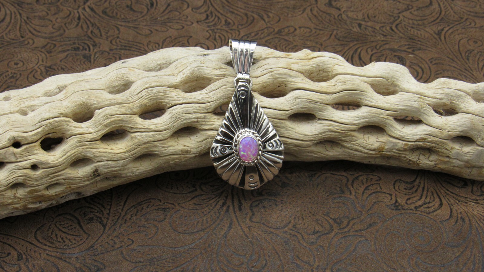 *Pink Lab Opal Sterling Silver Pendant+