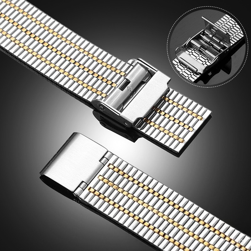 Quality 7 Beads Stainless Steel Watch Band Strap Mesh Metal Wristband 20mm 22mm