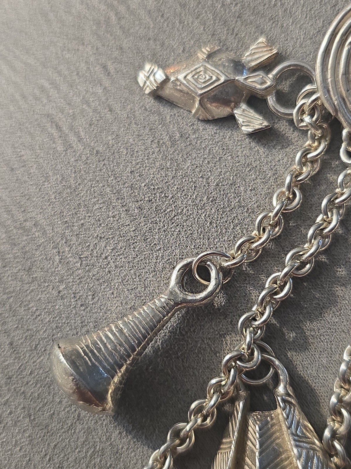 Susan Cummings sterling silver charm necklace African animals abstract tribal