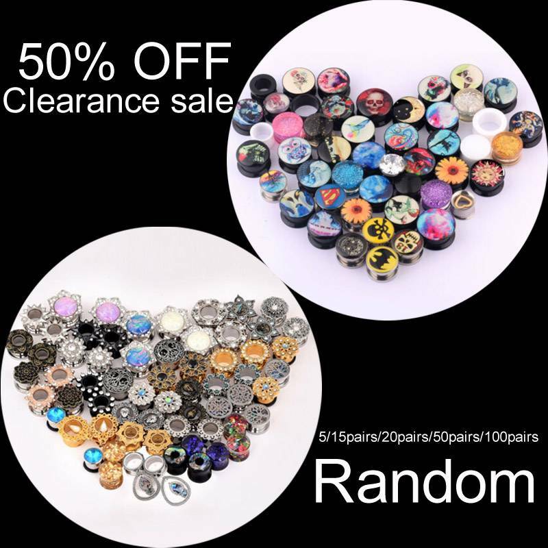 5-200PCS Wholesale Lot Ear Plugs Ear Gauges Random Mixed Style Flesh Tunnels