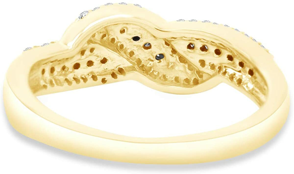 0.50 CT White & Brown Natural Diamond ring In 14K Yellow Gold Plated Sterling