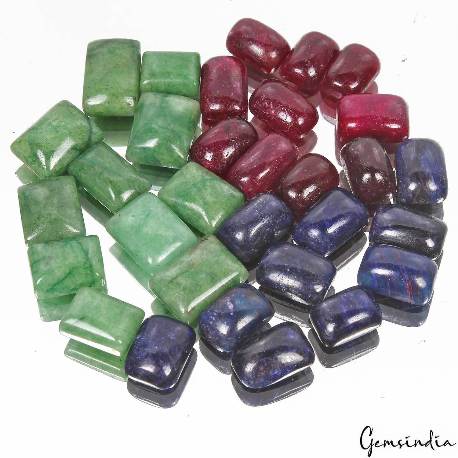 Natural Ruby Emerald Sapphire Loose Gemstones Lot 300 Ct 30 Pc Multi Color Cab