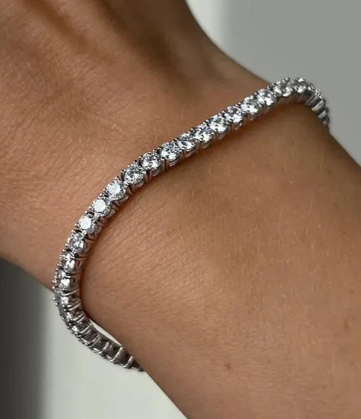 6.60CT Round Cut Natural Diamond Engagement Tennis Bracelet 14K White Gold