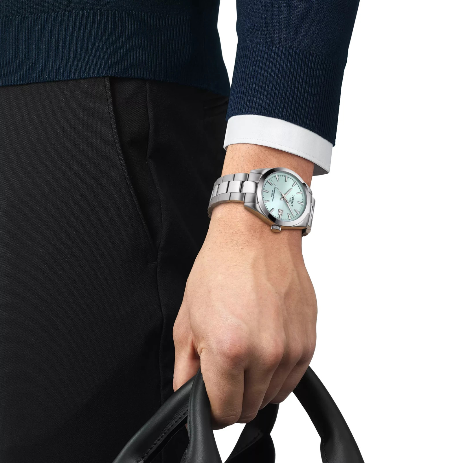 New Tissot Gentleman Powermatic 80 Automatic 40mm Ice Blue Dial Swiss Watch A.D.