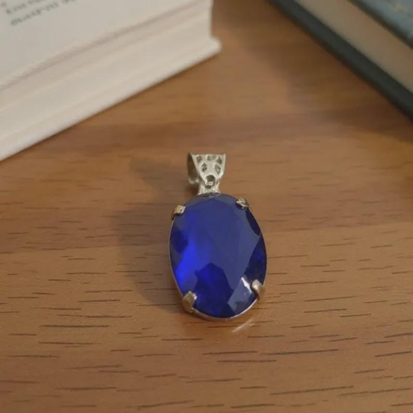Certified 110Ct Natural Blue Sapphire Oval Cut 925 Silver Pendant Loose Gemstone