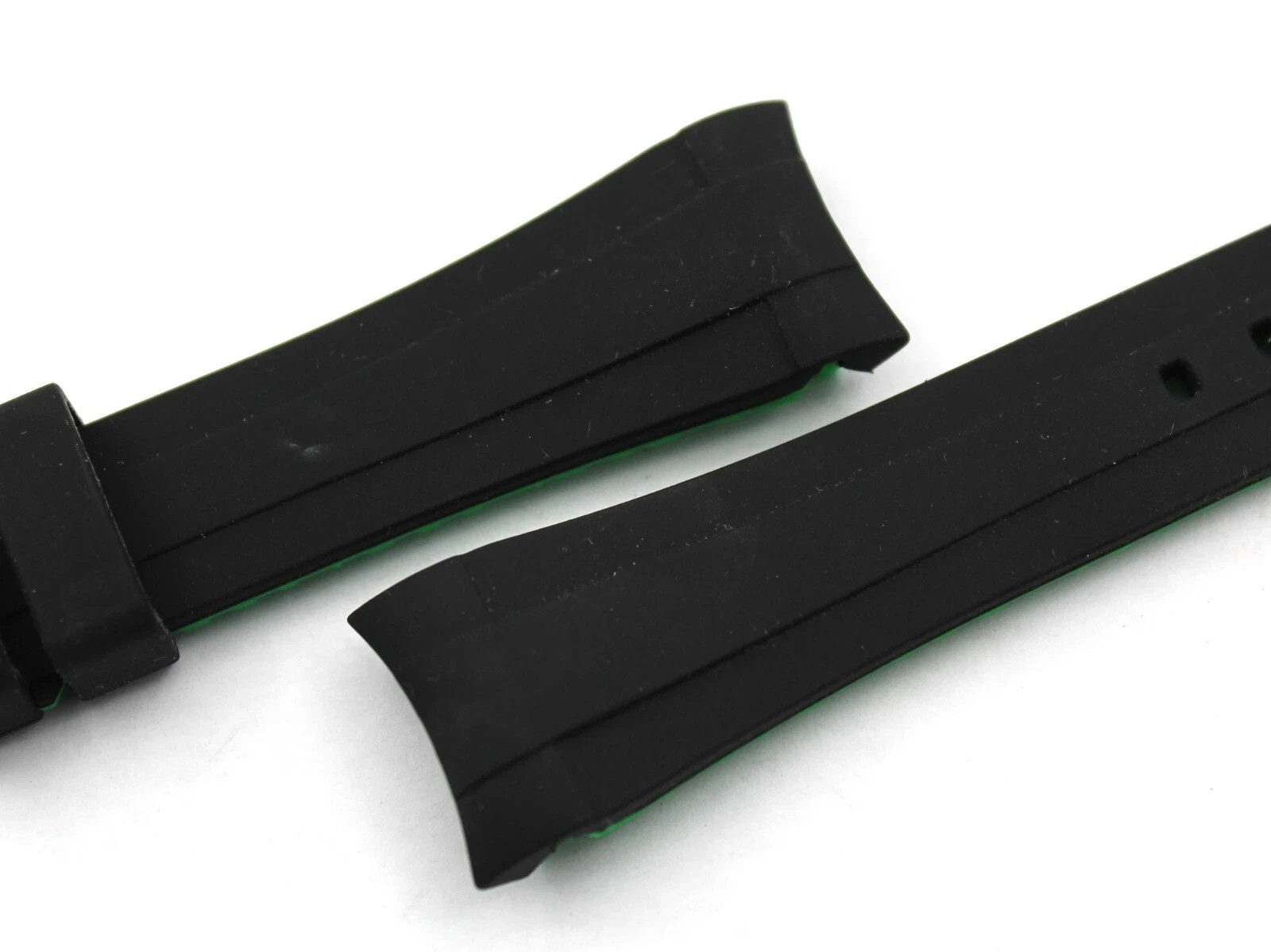 Black/Green Silicone Strap 20/18mm Steel Buckle Parts Sports Watches