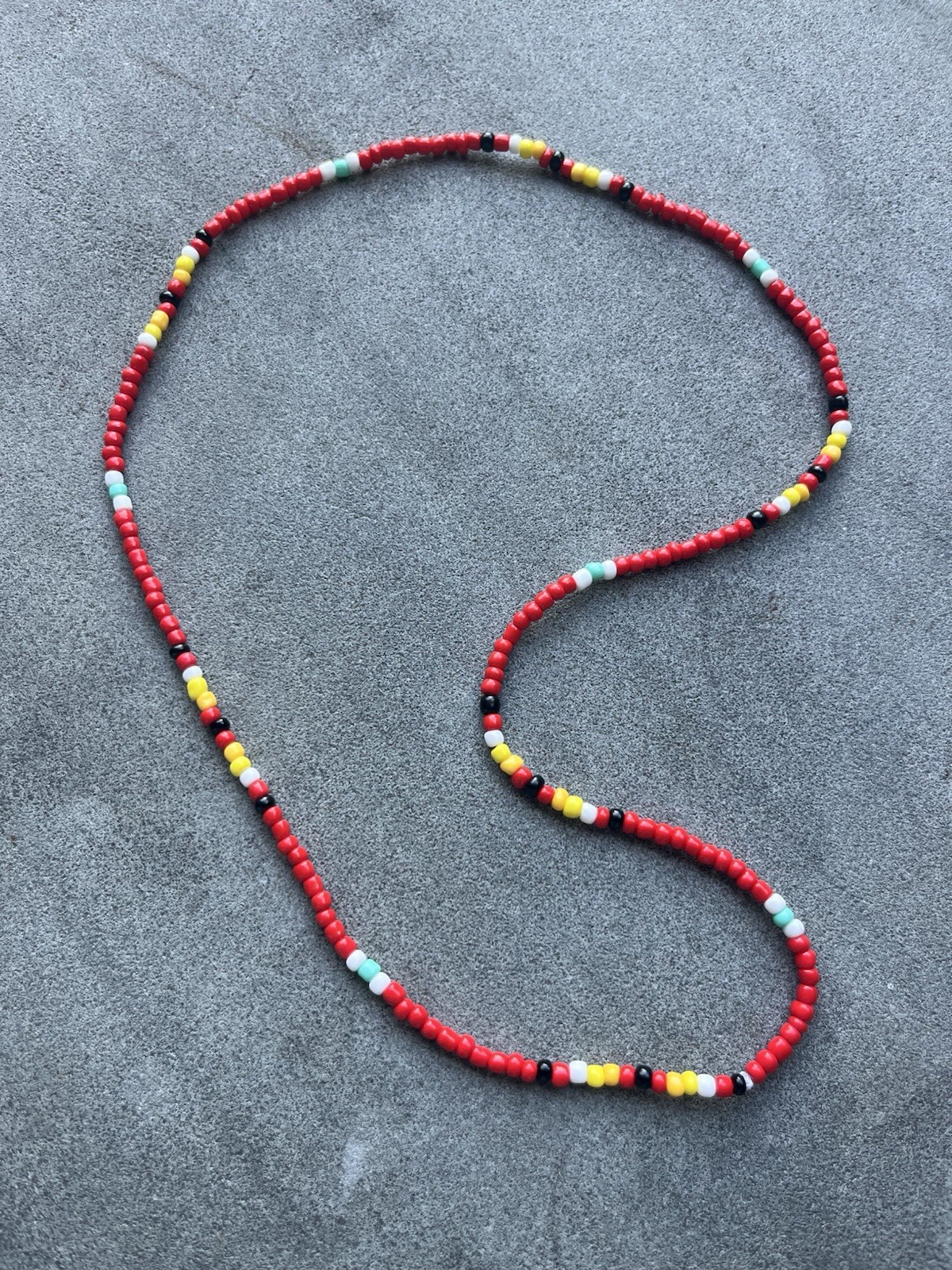 Cherokee Sunrise – Red Handmade Glass Seed Bead Necklace 26” Boho