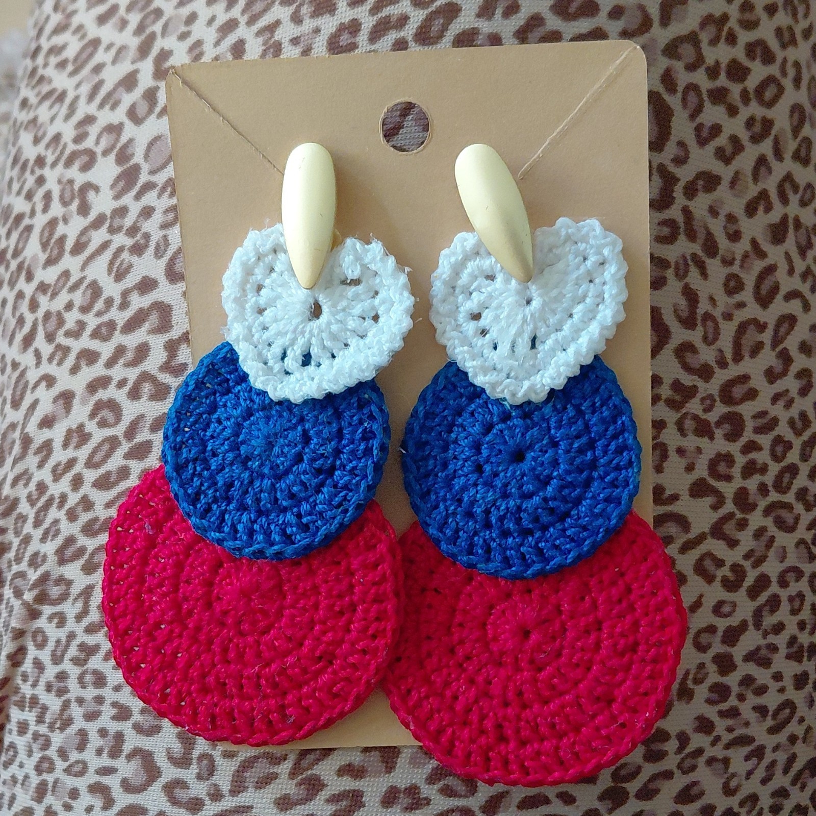 Handcrafted Crochet Round Dangle/Drop Earrings Multicolor Butterfly Closure