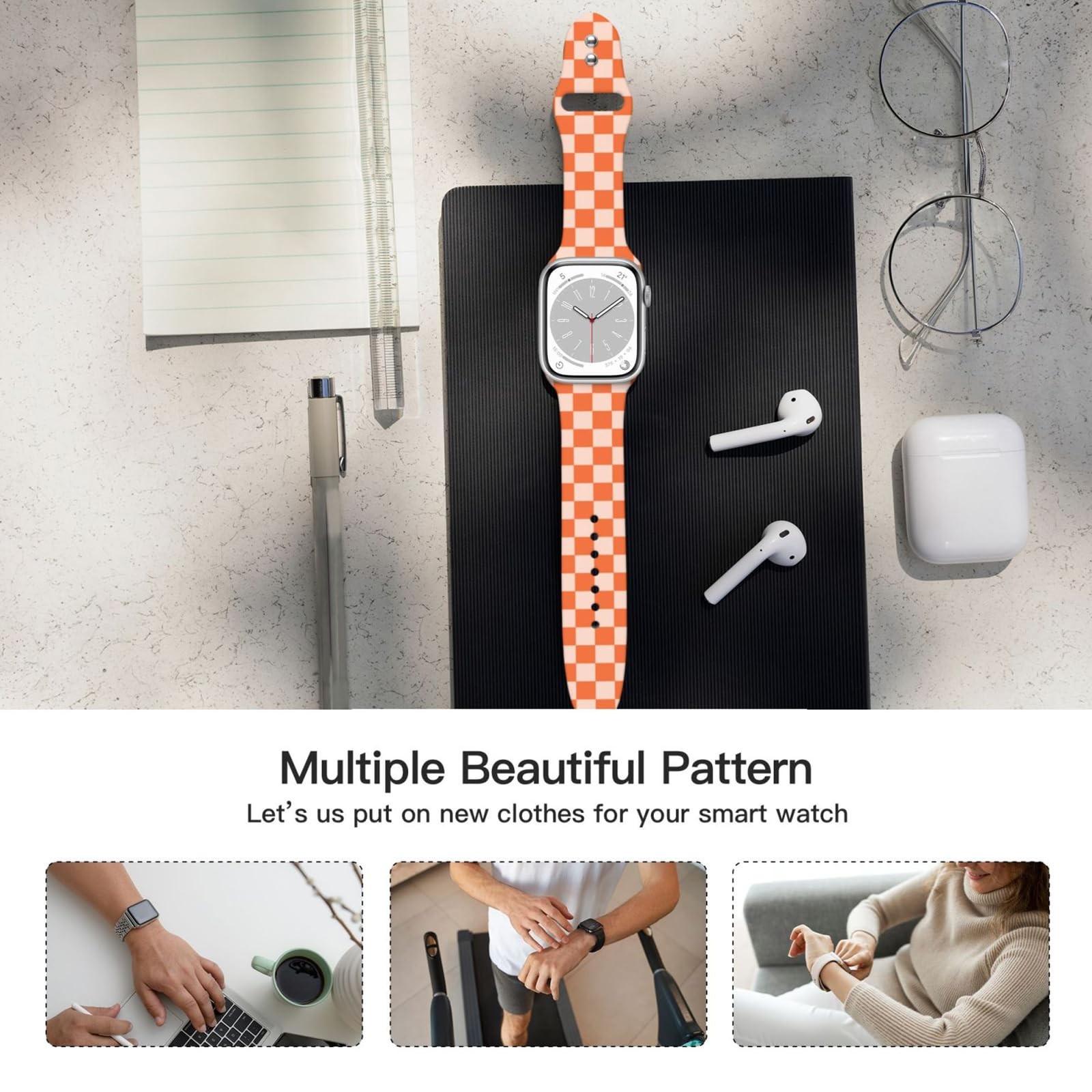 Checkered Watch Band Compatible with Apple Watch 38mm 40mm 41mm 42mm 44mm