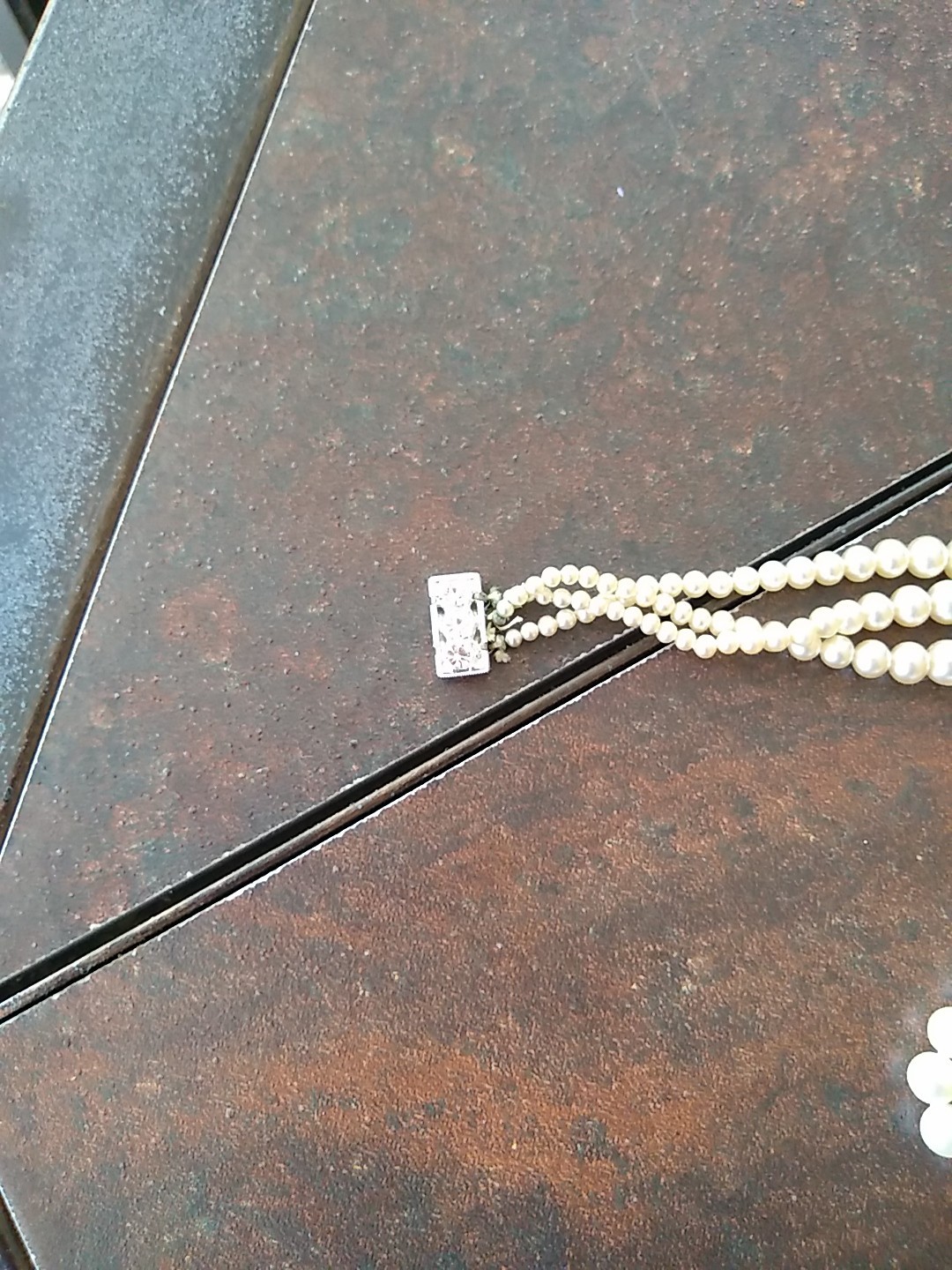 Vintage 3 Strand Faux Pearl Necklace 14 1/2 With 2 1/2 Extension & Bracelet