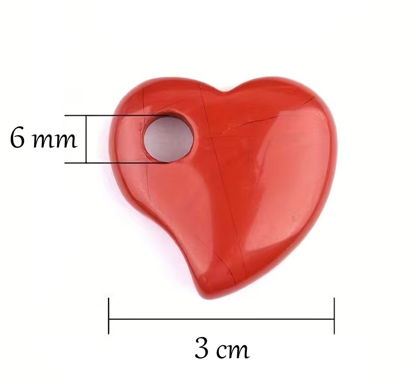 1 x Heart Pendant 30mm Natural Stone Semi Precious Stone with Large Opening