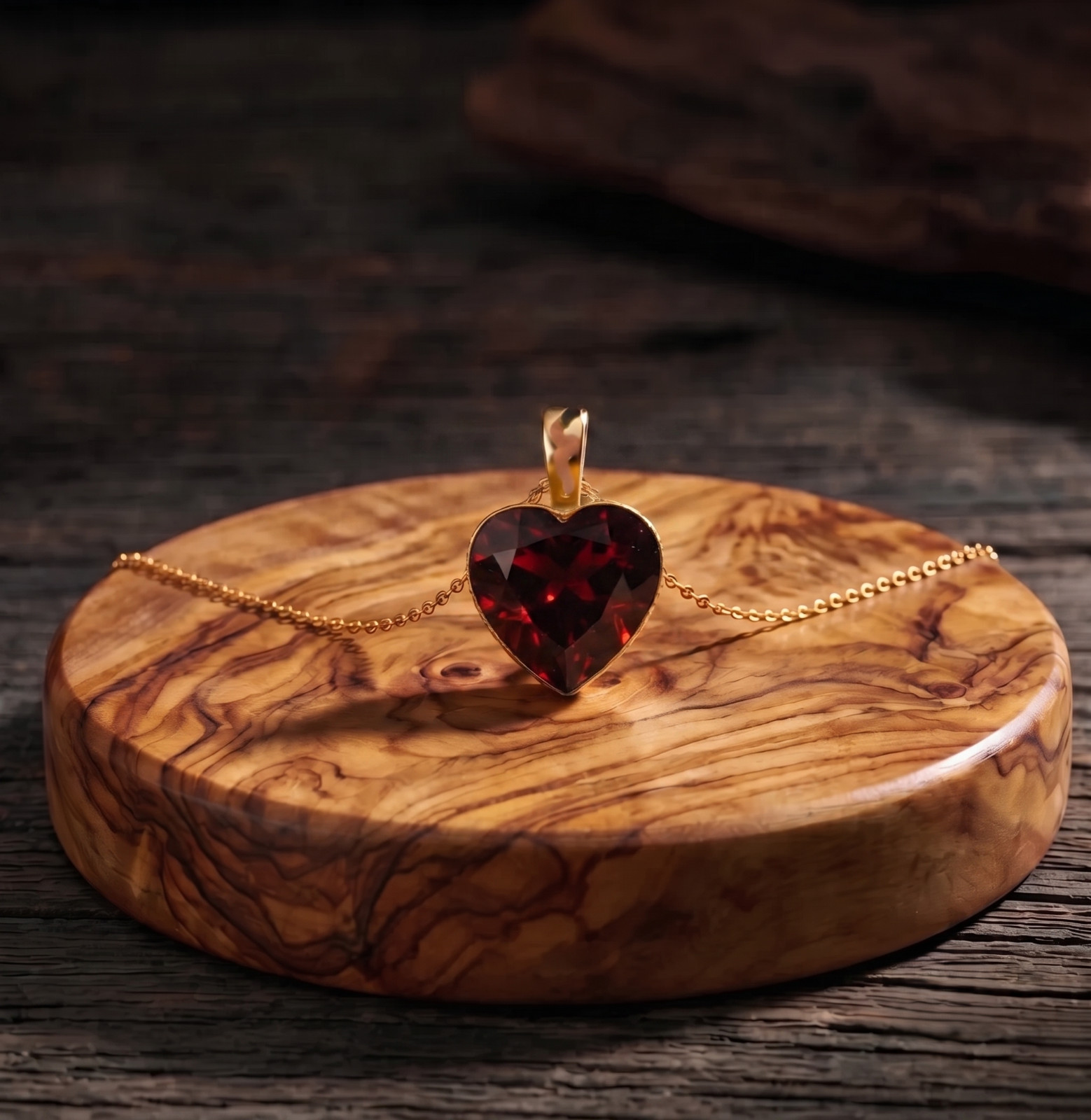 Red Garnet January Birthstone 14k Gold Filled Handmade Dainty Heart Pendant