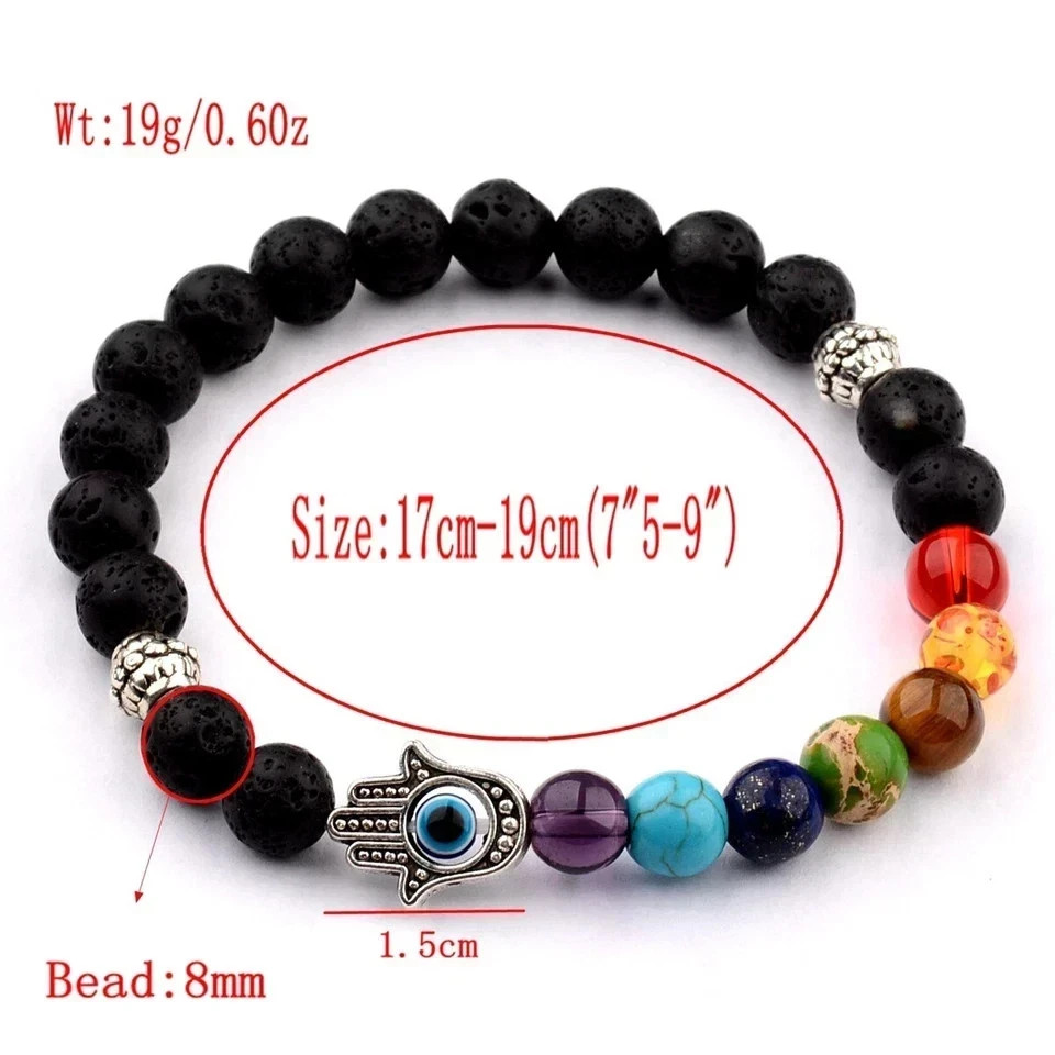 7 Chakra 8mm Natural Stone Beaded Reiki Yoga Energy Women Mens Bracelets Jewelr