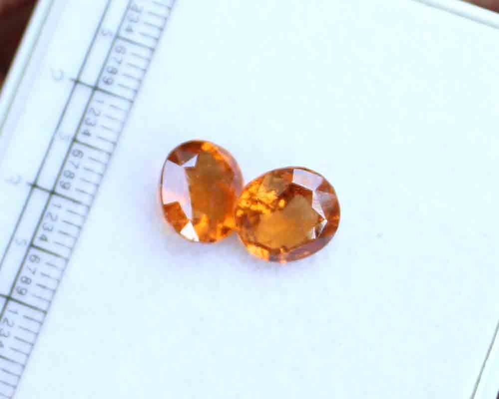 6.90 Ct Natural Hessonite Garnet 8.5*9 mm Oval Faceted Cut Loose Gemstone Pair
