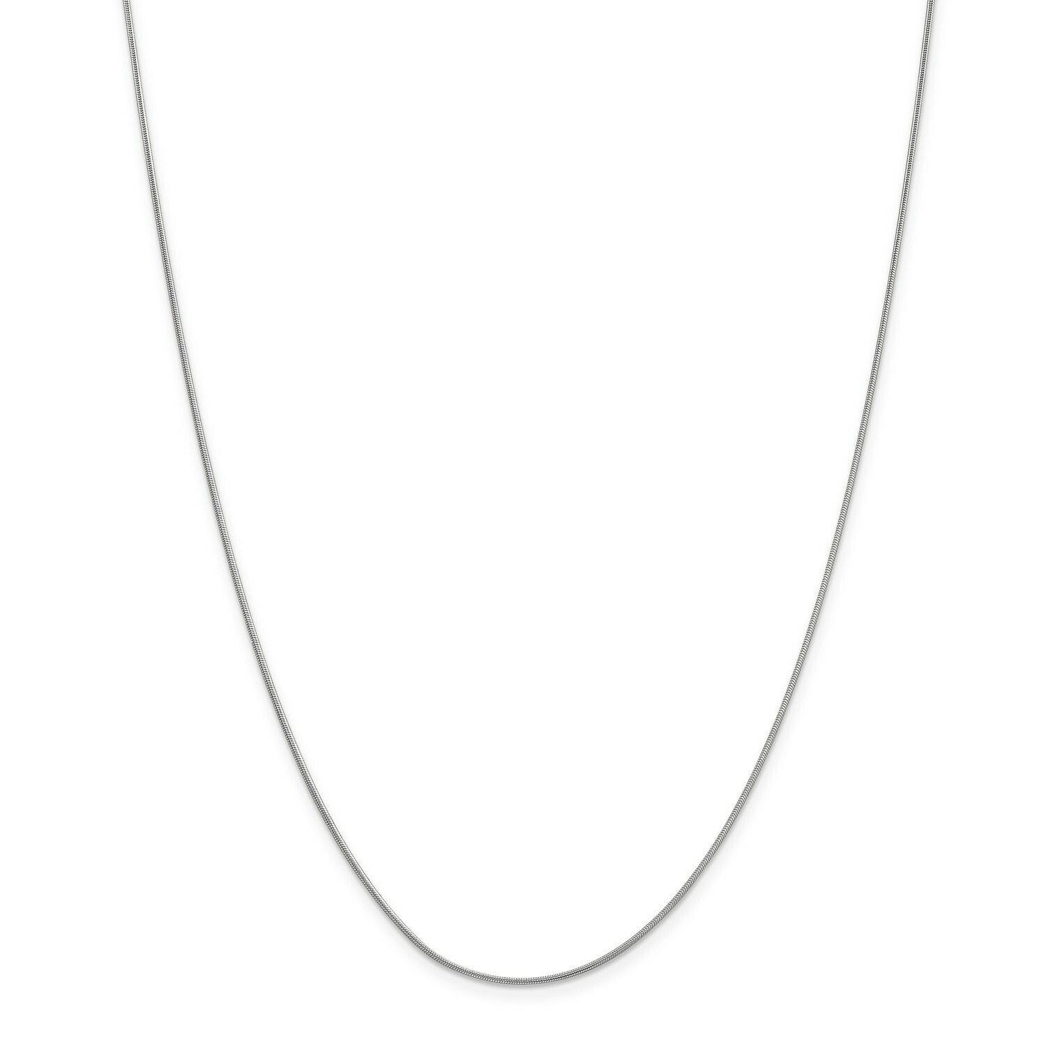 14k White Gold 0.90mm Solid Round Snake Chain w/ Lobster Clasp 16″ – 30″