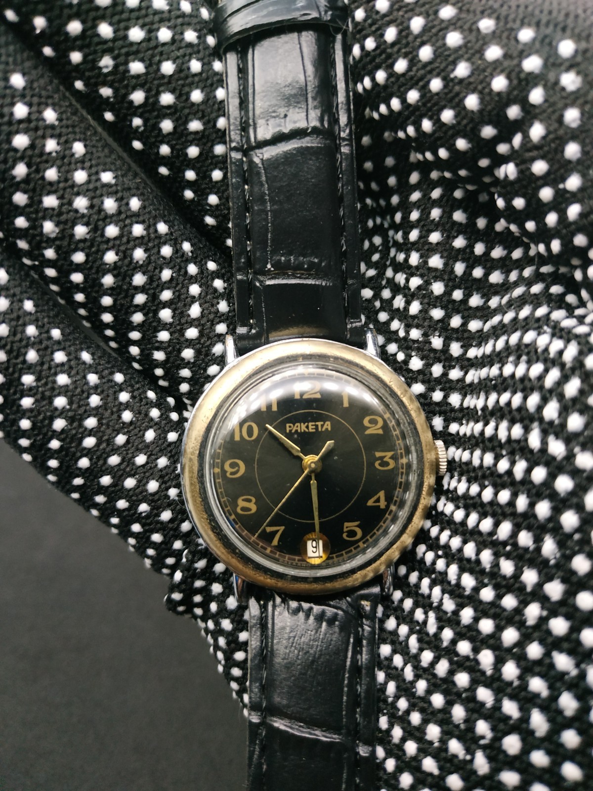 Men’s Dress Vintage USSR Watch Raketa Mechanical 2628.H Black Dial Retro Soviet
