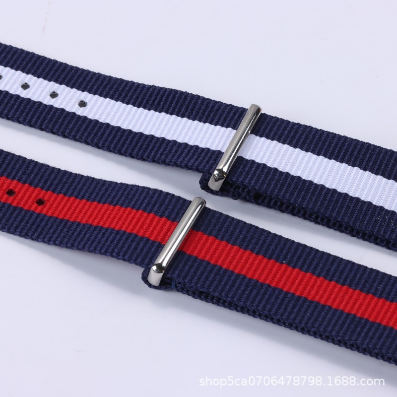 One-piece Canvas Nylon Watch Strap Single-pass Woven Wristband 14 16 18 20 22mm