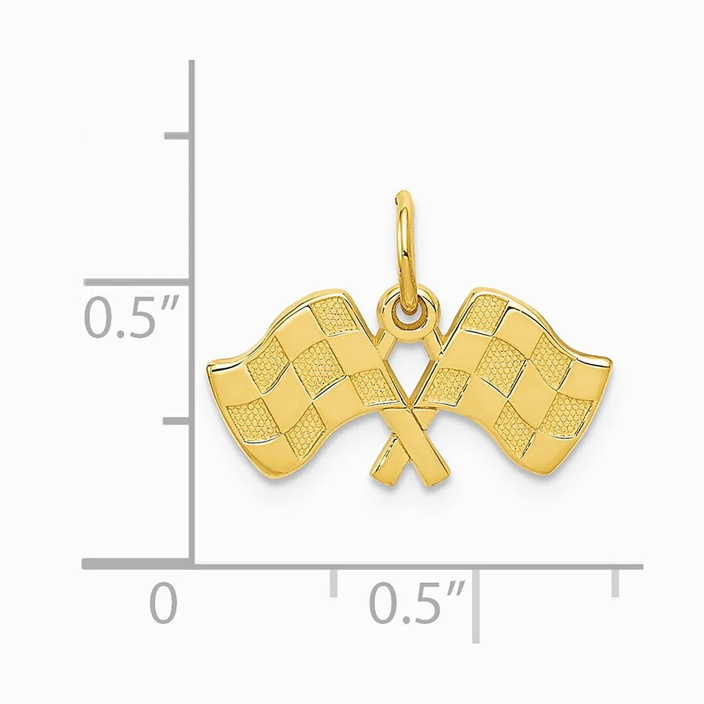 10K / 14K Yellow Gold Racing Flags Charm