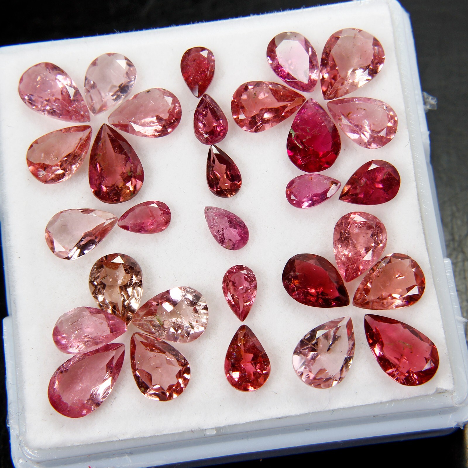 Certified 13.90 Cts/30 Pcs Natural Pink Rubellite Tourmaline Pear Cut 5-7mm Gems