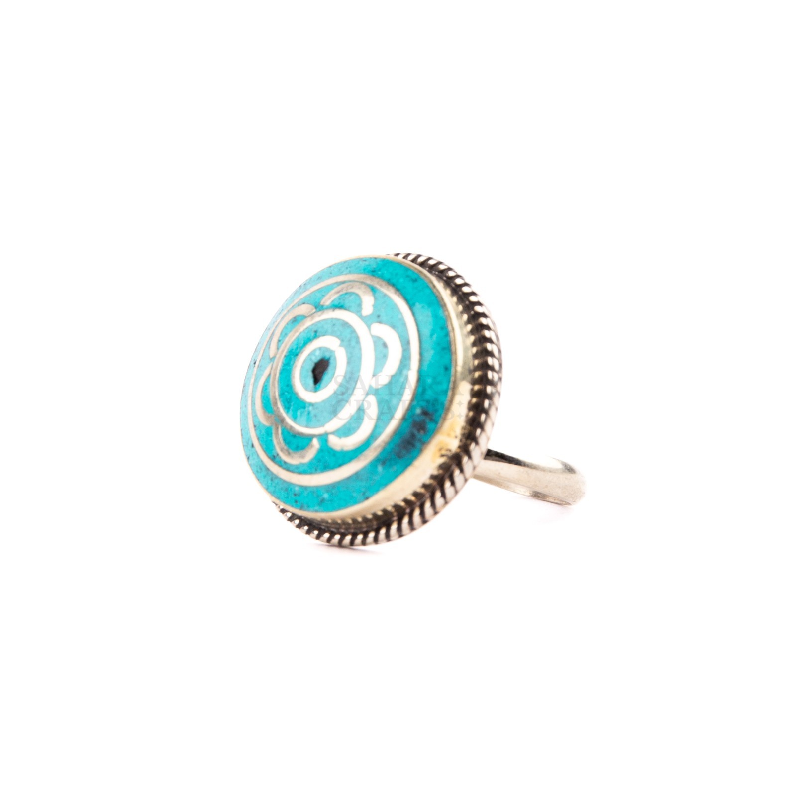 Tibetan Ring, Turquoise Stone, Handmade Nepali Jewelry, Artisan Ethnic Ring